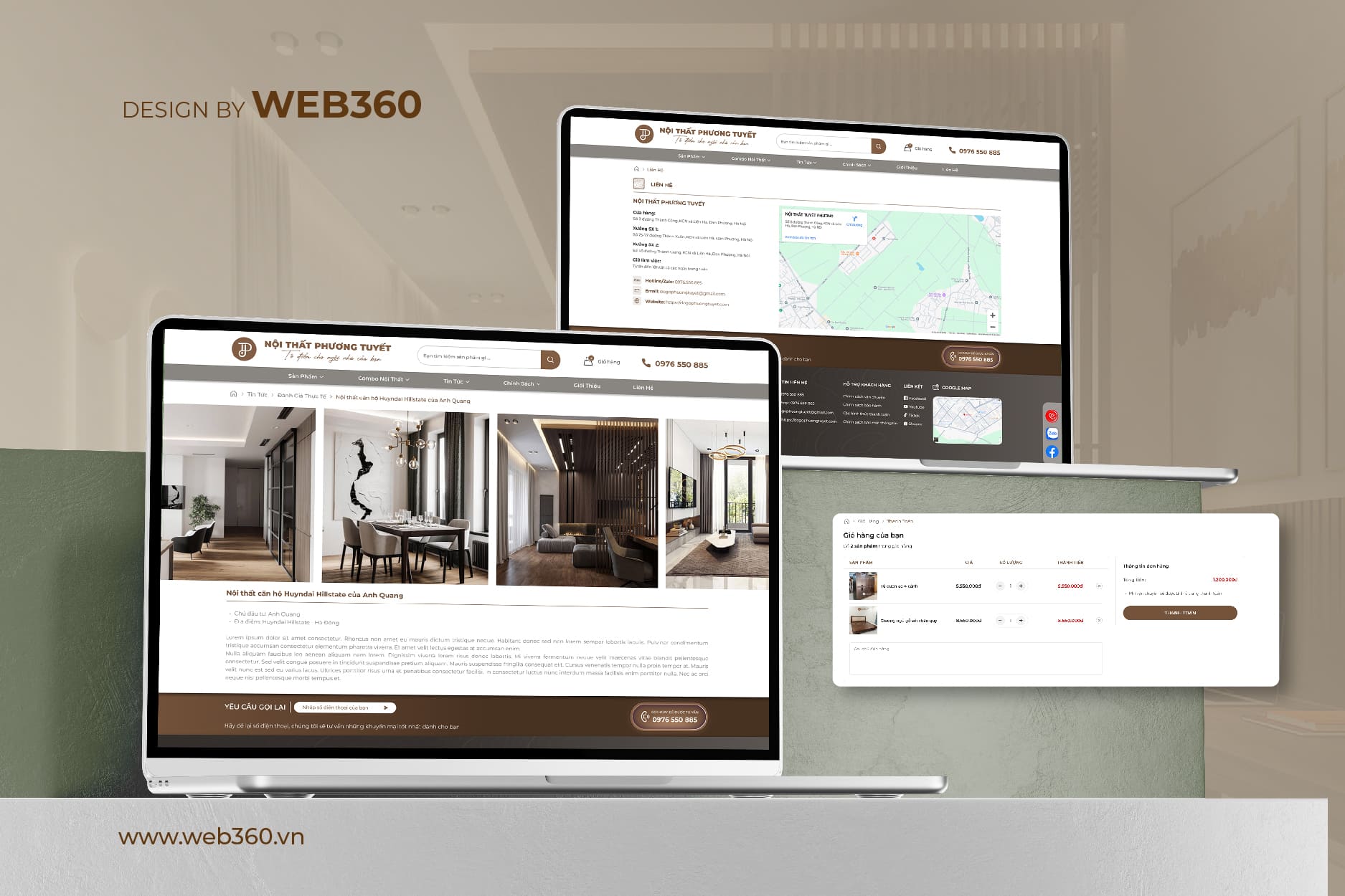 giao diện các trang của website nội thất Phương Tuyết