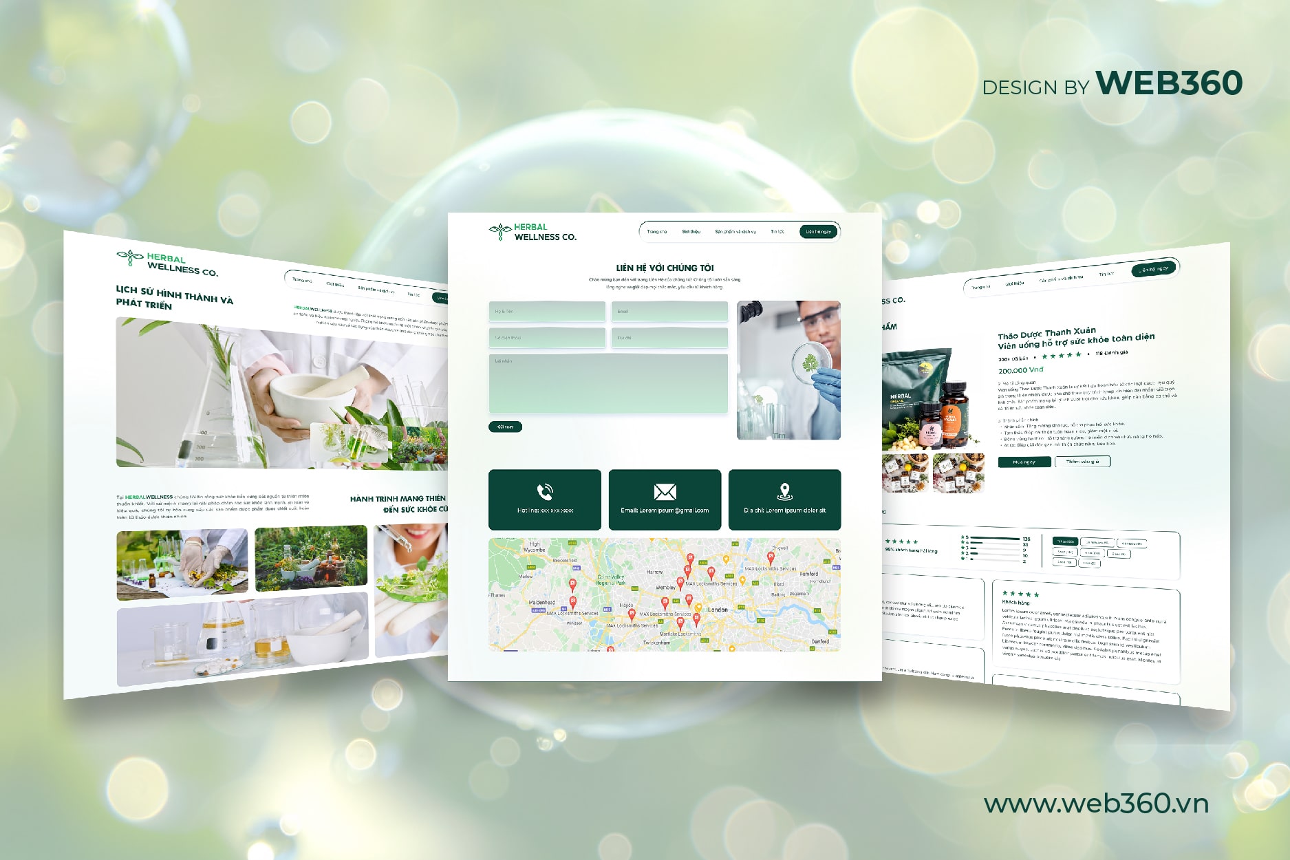 giao diện các trang khác của website Herbal Wellness CO