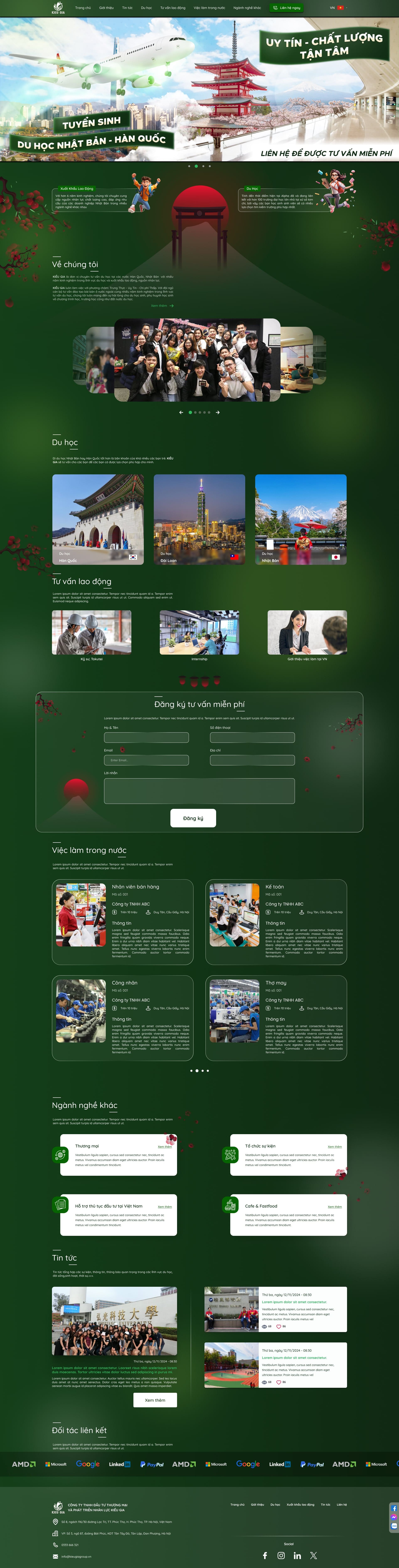 Giao diện trang chủ web Kiều Gia Group