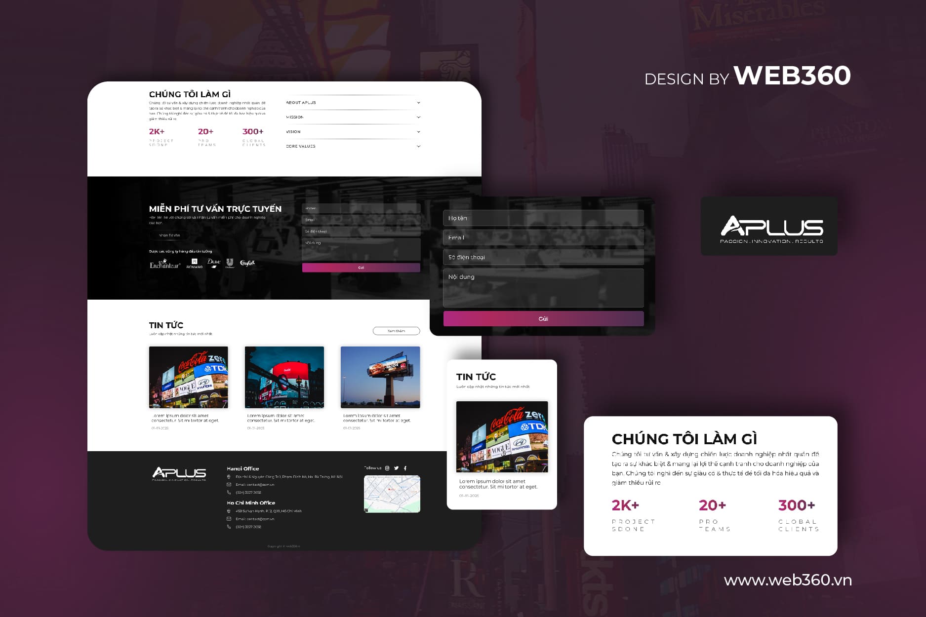 Phần giới thiệu dịch vụ trên web Aplus