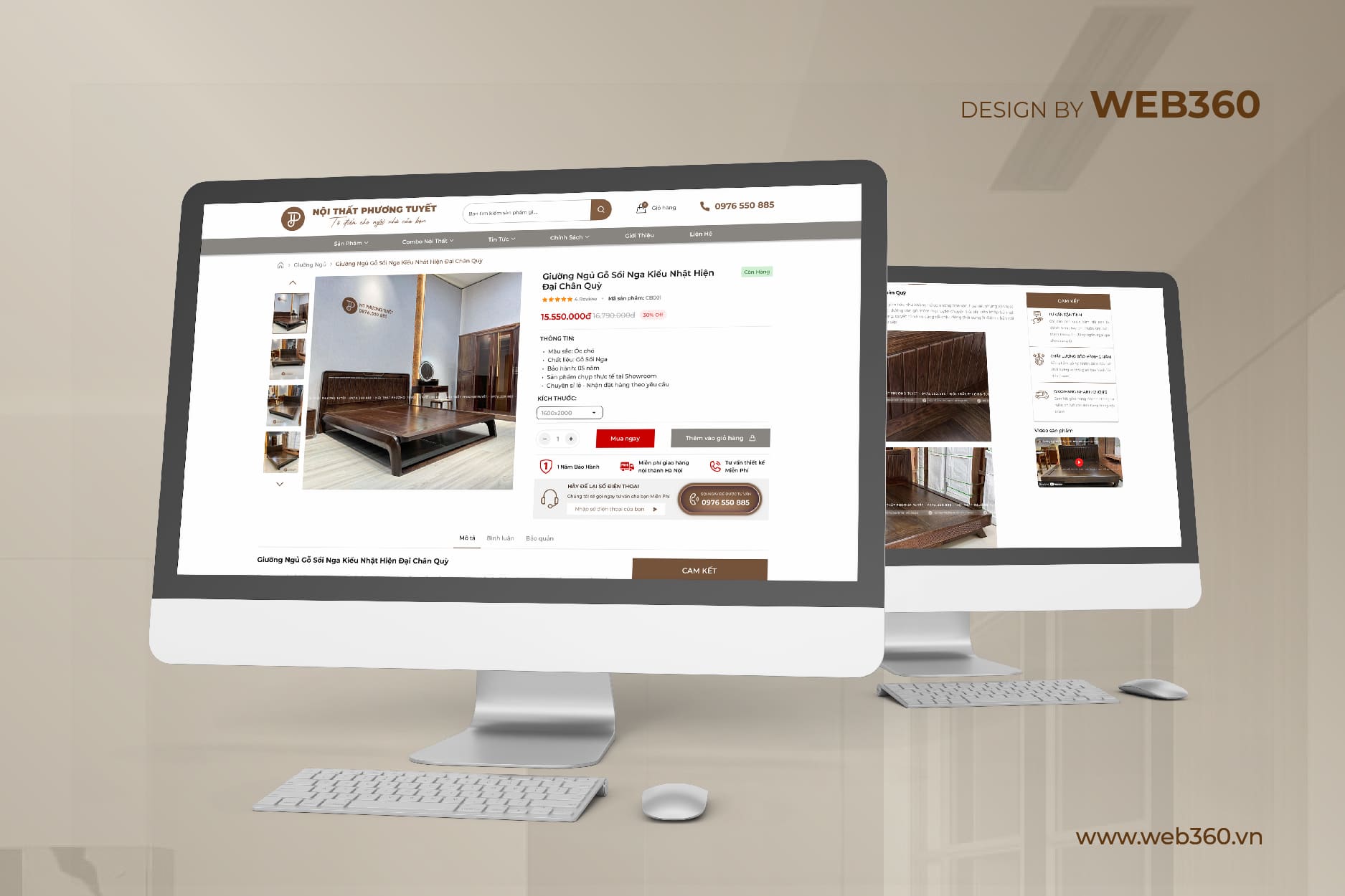 trang chi tiết sản phẩm website nội thất Phương Tuyết