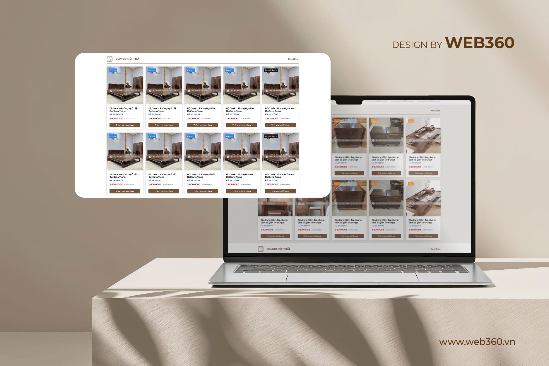 Trang danh mục sản phẩm website nội thất Phương Tuyết