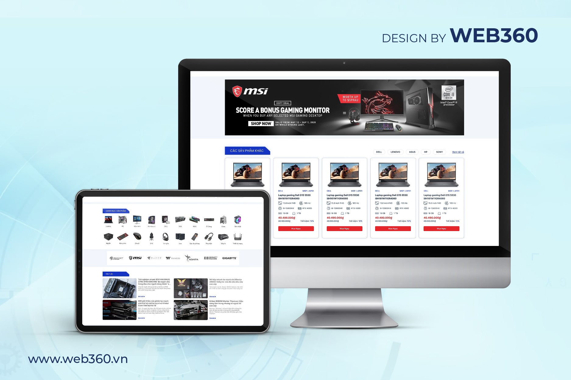 Trang danh mục sản phẩm website An Sơn Computer