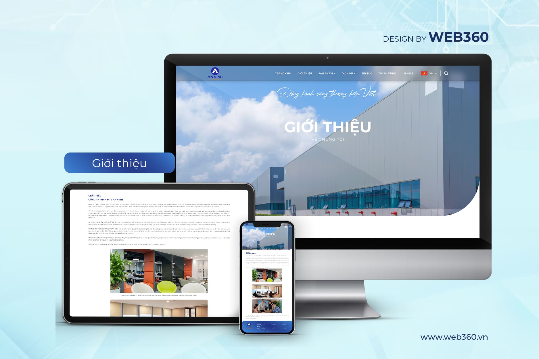 Trang giới thiệu website Bao Bì An Vinh