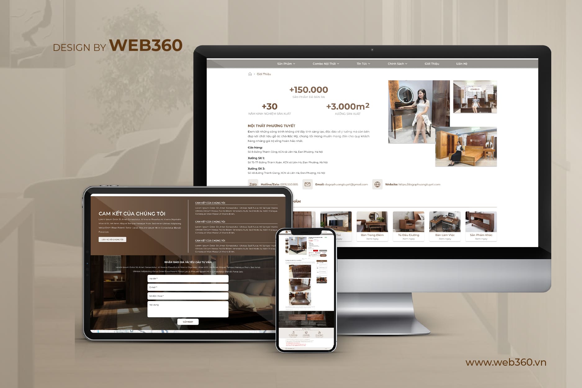 Trang giới thiệu website nội thất Phương Tuyết