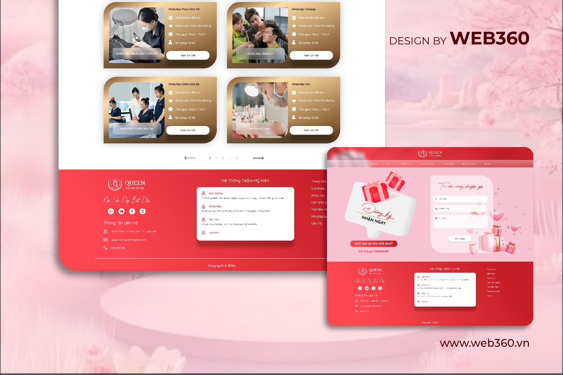 Trang khóa học website Queen Spa 2