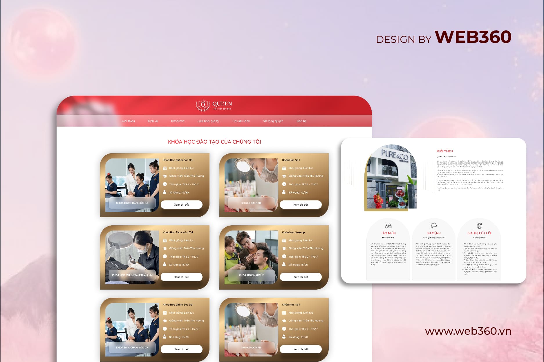 Trang khóa học website Queen Spa