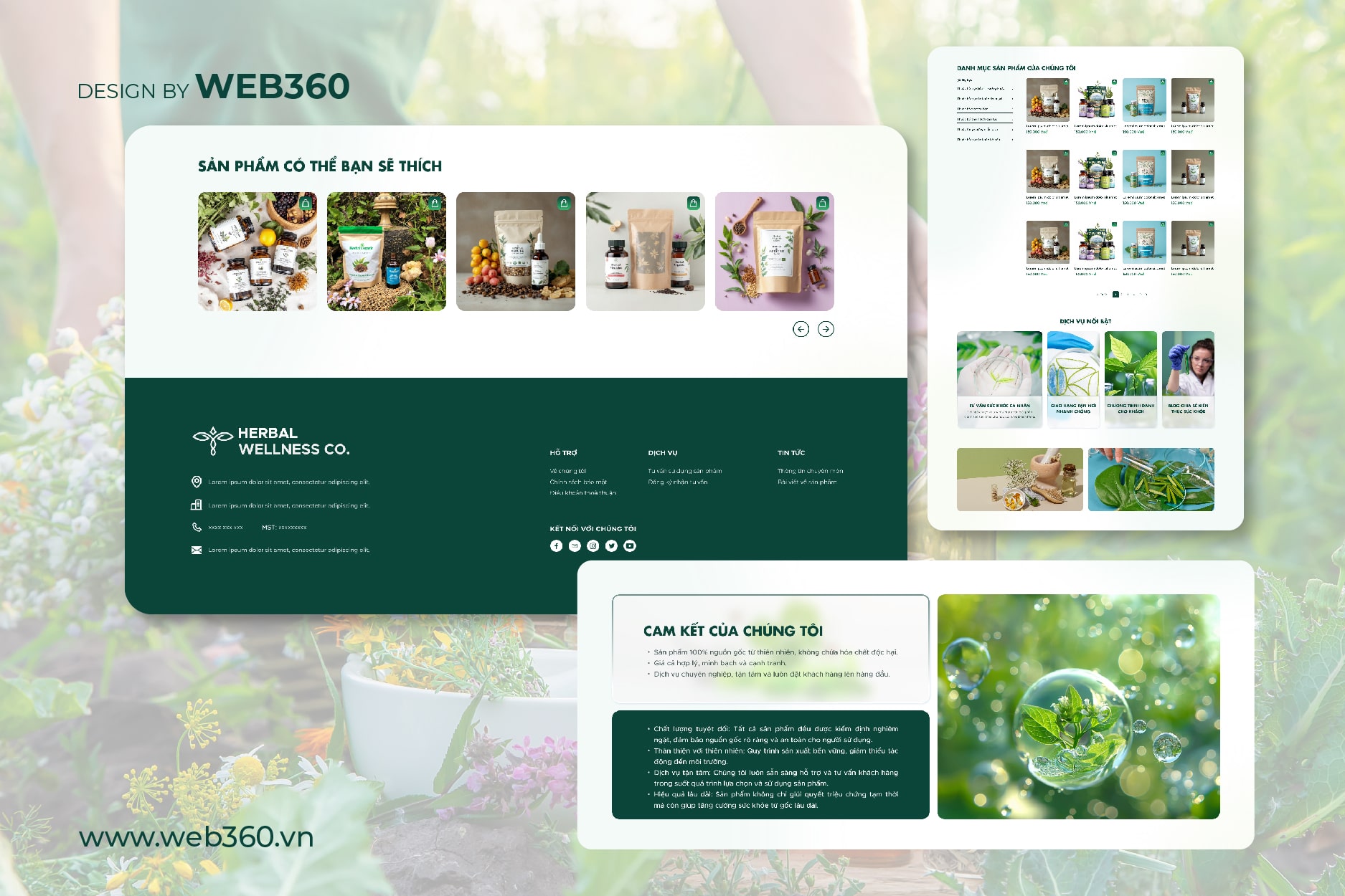 trang sản phẩm website Herbal Wellness CO