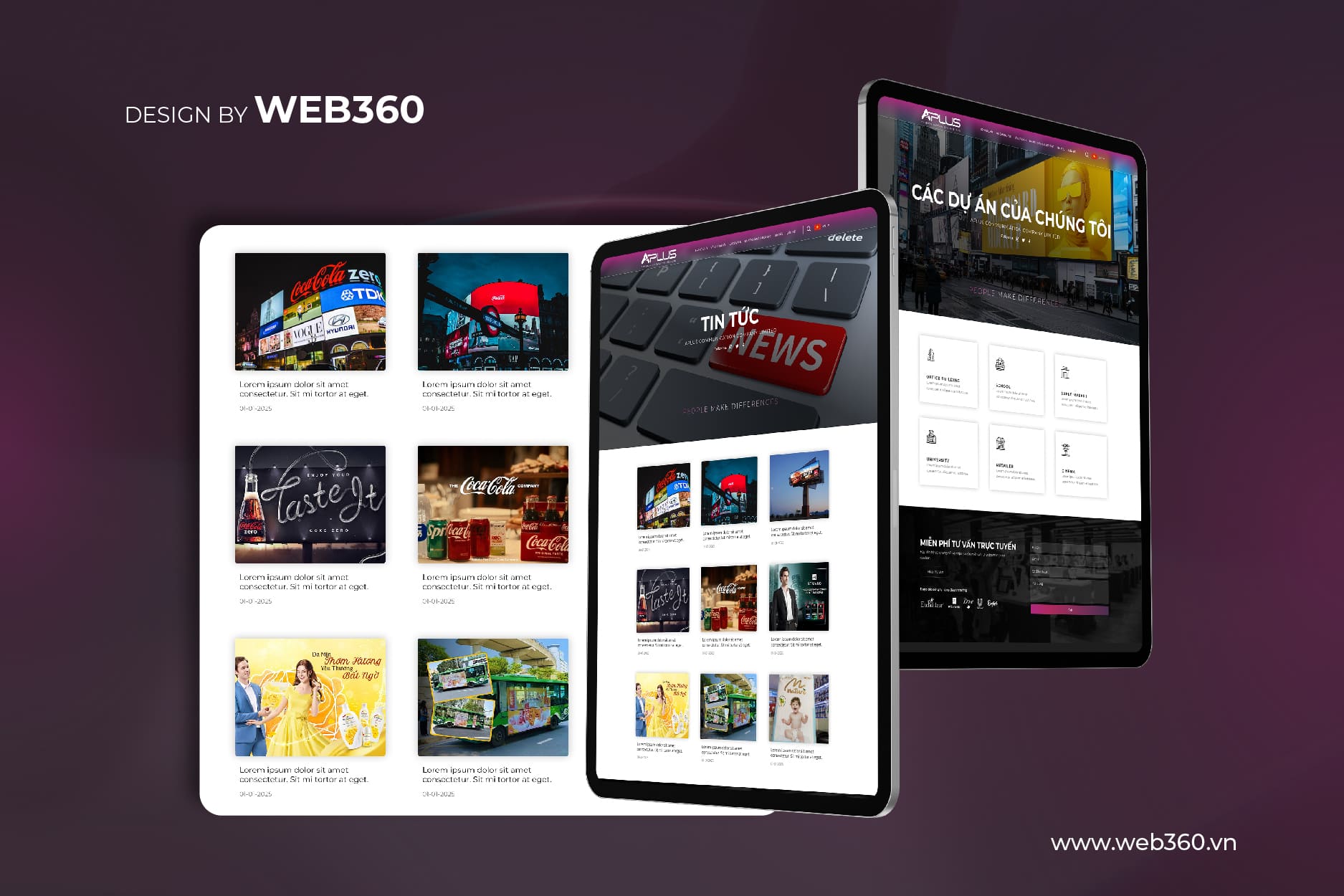 Trang tin tức và dự án website Aplus
